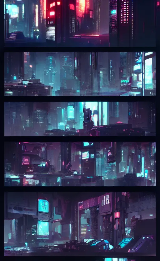 Image similar to Sci-Fi cyberpunk Comic page made up of art by the best artists Trending on Artstation. Paneling style by Bill Sienkiewicz. Octane render, Raytracing, 3d masterpiece, fantastic lighting by James Gurney. Noir detective genre.