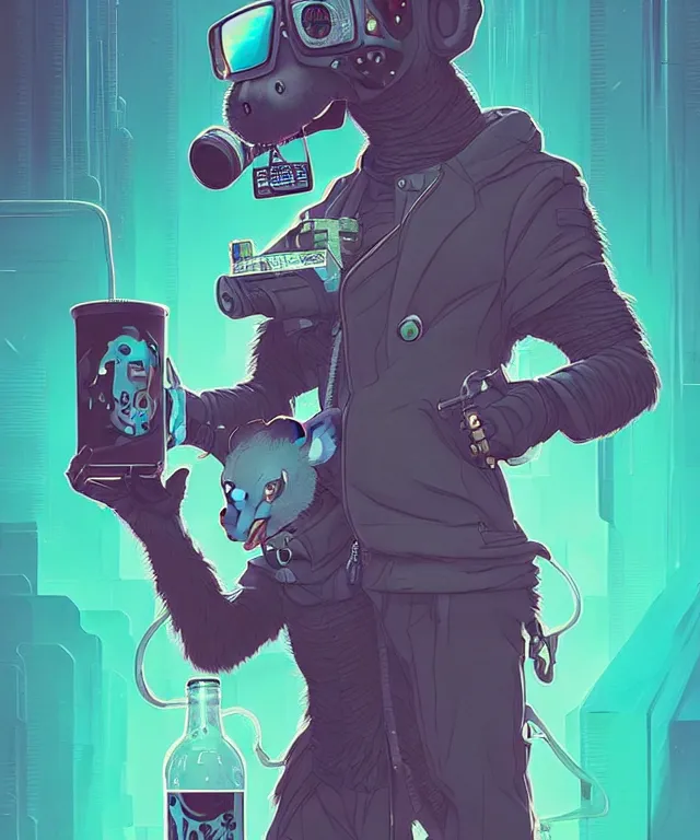 Image similar to a portrait of an anthropomorphic cyberpunk koala holding a 4 0 oz, cyberpunk!, fantasy, elegant, digital painting, artstation, concept art, matte, sharp focus, illustration, art by josan gonzalez