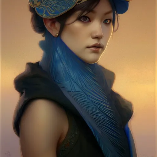 Image similar to Portrait of Shiba Inu, blue eyes, fantasy, intricate, elegant, highly detailed, digital painting, artstation, concept art, smooth, sharp focus, illustration, art by artgerm and greg rutkowski and alphonse mucha