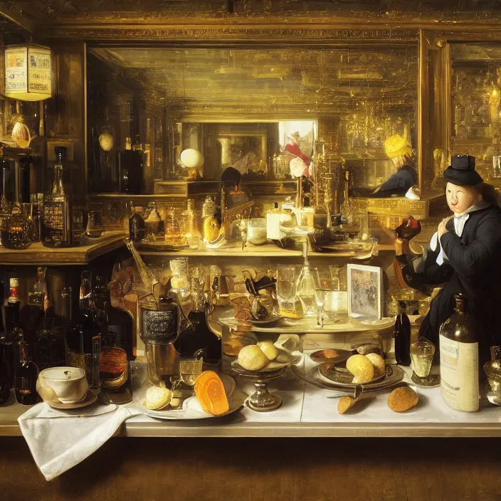 Image similar to still life of a fancy bar in tokyo by pieter claesz, oil on canvas, strong lighting, highly detailed, hyper realism, golden hour, god rays, hd, 4 k