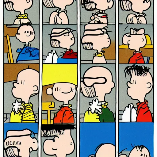 Prompt: charlie brown illustrated by charles schulz