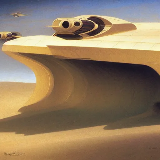 Image similar to detailed painting of a dune spaceship, bouguereau