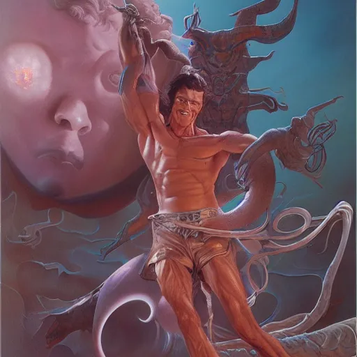 Prompt: ross from friends highly detailed by peter mohrbacher, hajime sorayama, wayne barlowe, boris vallejo, aaron horkey, gaston bussiere, craig mullins