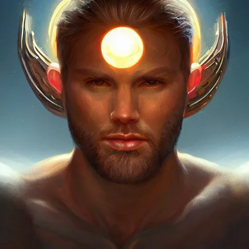 Prompt: portrait of the god of the universe, space, cosmic, upper body, D&D, intricate, cinematic lighting, highly detailed, digital painting, artstation, concept art, smooth, sharp focus, illustration, art by Artgerm and Greg Rutkowski