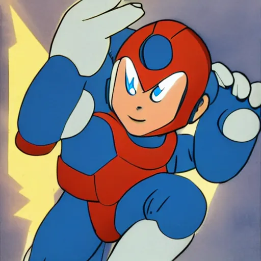 Prompt: peter falk as megaman, key art, concept art