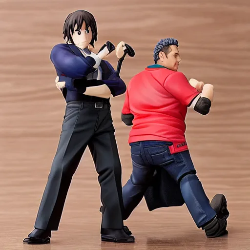 Image similar to Jonah Hill as a Figma anime figurine. Posable PVC action figurine.