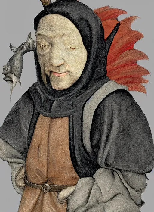 Prompt: medieval court jester painted by hieronymus bosch, detailed digital art, trending on Artstation