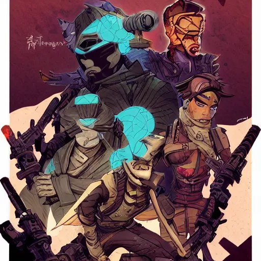 Prompt: ninja in the style of Borderlands, by Feng Zhu and Loish and Laurie Greasley, Victo Ngai, Andreas Rocha, John Harris