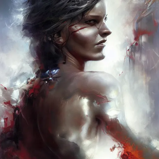 Image similar to homelander, paint by Raymond Swanland