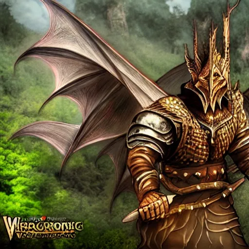 Image similar to epic dragon warrior. photo realistic. great detail. neo medieval fantasy.