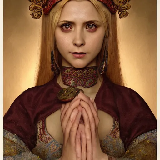 Image similar to a highly detailed portrait of buffy the vampire slayer as a medieval chinese prince, beautiful detail and color, art by john collier and albert aublet and krenz cushart and artem demura and alphonse mucha, volumetric lighting, octane render, 4 k resolution, trending on artstation, masterpiece