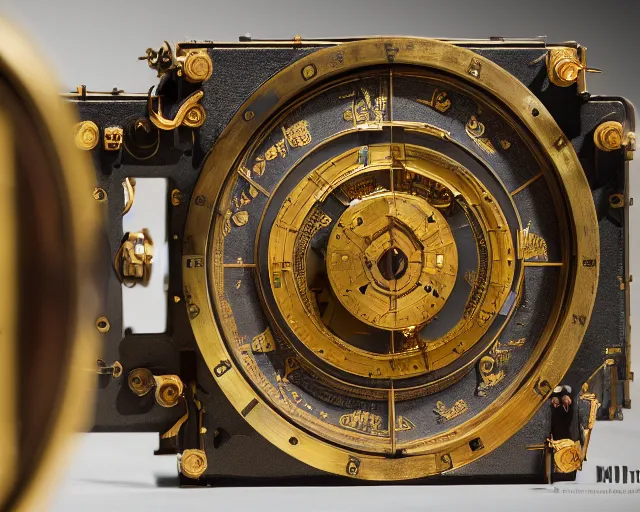 Image similar to 5 0 mm photography of a holy golden antikythera mechanism. highly detailed 8 k. intricate. lifelike. nikon d 8 5 0. motion blur