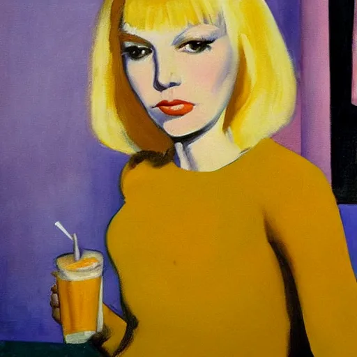 Image similar to blondie singer with banana, edward hopper painting