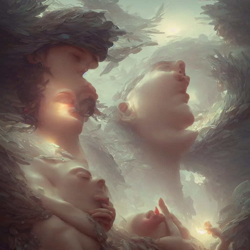 Image similar to beautiful very extreme closeup eye angels stone statues, unreal engine, greg rutkowski, loish, rhads, beeple, tom bagshaw, alphonse mucha, global illumination, detailed and intricate environment