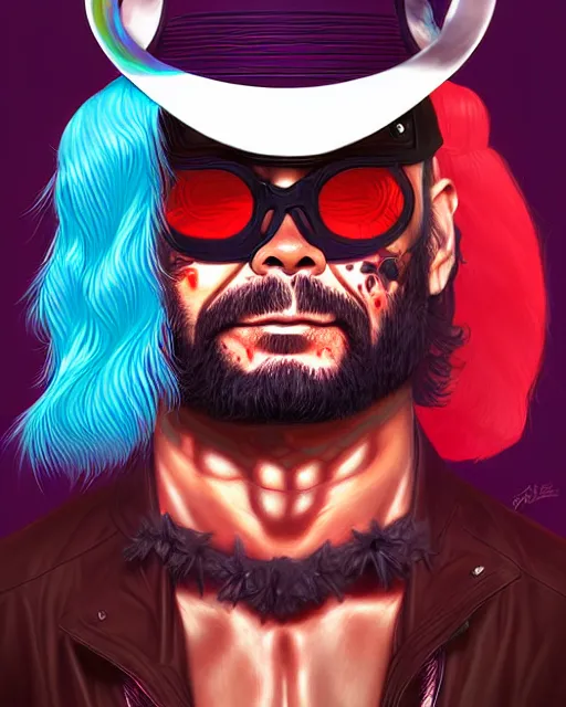 Image similar to digital art, portrait of tears rolling down the face of randy macho man savage by james jean, by ross tran, ultra detailed, character design, concept art, trending on artstation,