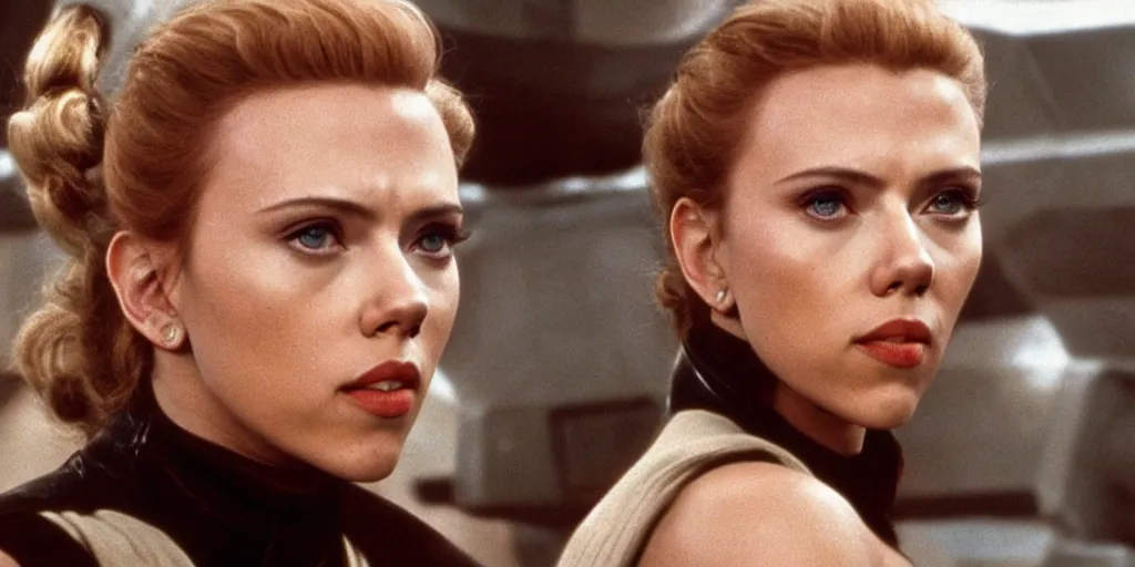 Prompt: a still of Scarlett Johansson in Star Wars (1977)