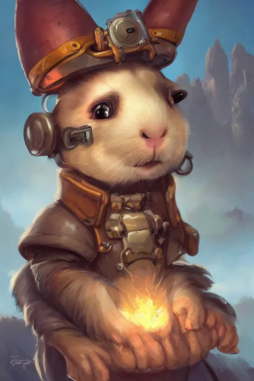 Prompt: cute little anthropomorphic Guinea Pig Pilot , tiny, small, short, Pilot outfit, cute and adorable, pretty, beautiful, DnD character art portrait, matte fantasy painting, DeviantArt Artstation, by Jason Felix by Steve Argyle by Tyler Jacobson by Peter Mohrbacher, cinematic lighting