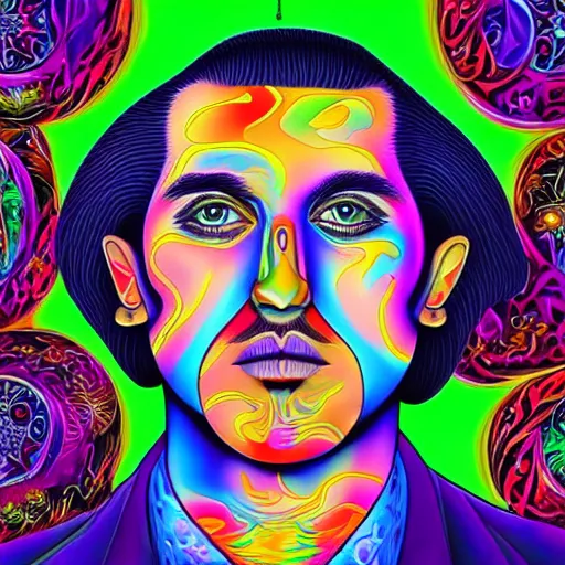 Prompt: a detailed digital art of Tommy Cash in the style of Alex Grey and Lisa Frank, fantasy, 8k, ornate, intricate
