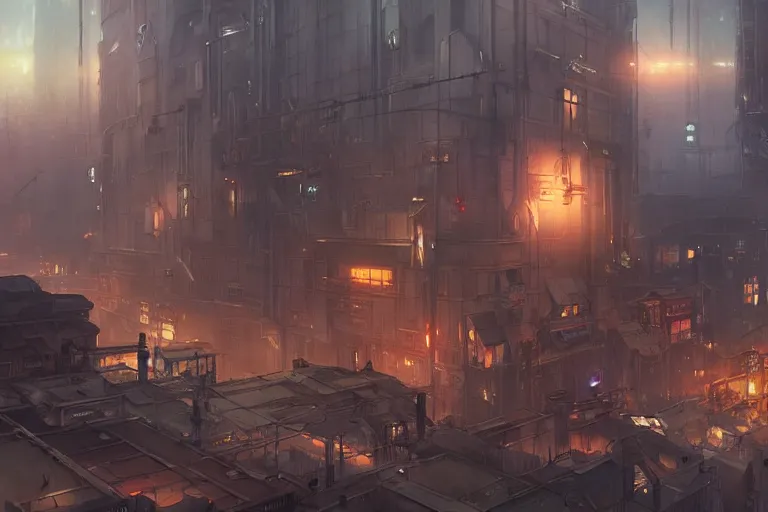 Image similar to concept art of a dieselpunk city, key visual, ambient lighting, highly detailed, digital painting, artstation, concept art, sharp focus, by makoto shinkai and akihiko yoshida and hidari and wlop