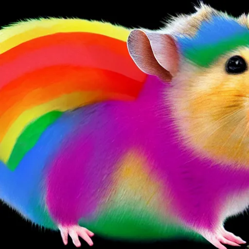 Prompt: hamster made out of rainbow gems, large, blocky, 8 k hd