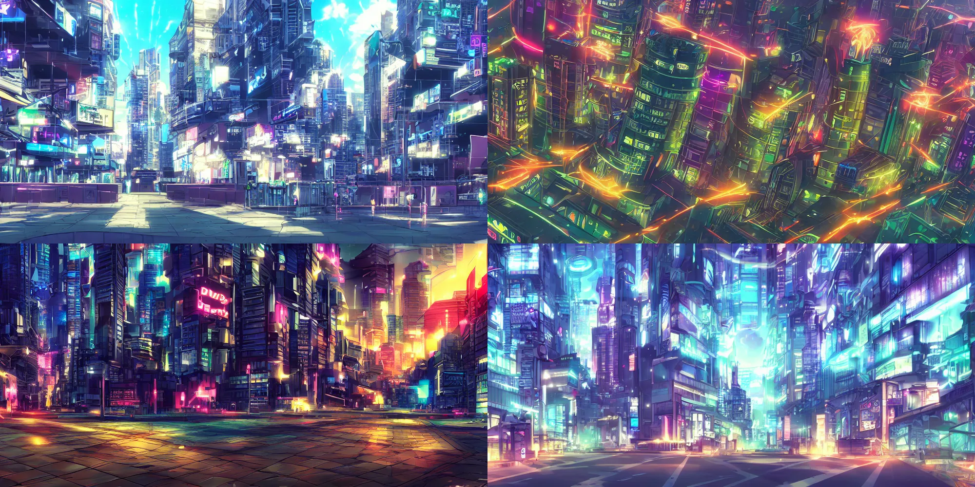 Prompt: background game scenery 6 4 bit cybercity anime