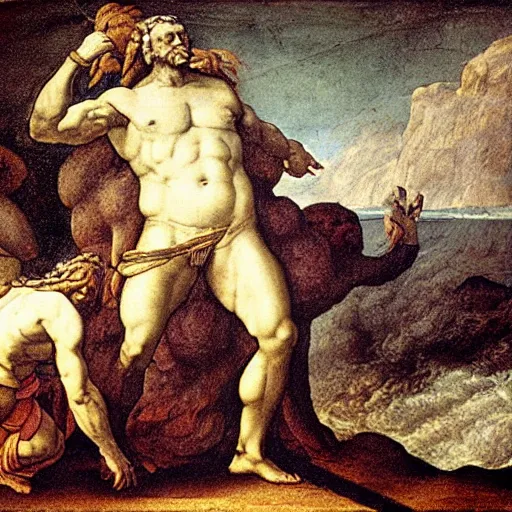 Image similar to Zeus releasing the kraken by Leonardo Da Vinci
