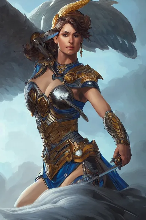 Image similar to amazon valkyrie athena, d & d, fantasy, portrait, highly detailed, headshot, digital painting, trending on artstation, concept art, sharp focus, illustration, art by artgerm and greg rutkowski and magali villeneuve