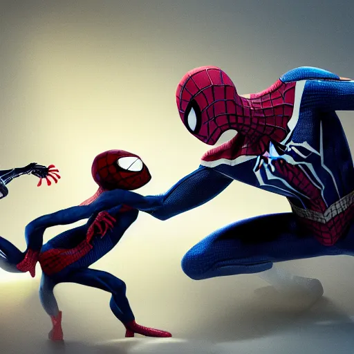 Image similar to Spider-Man fighting with Venom, Pixar Studio, detailed, high quality, high rendering, artstation,