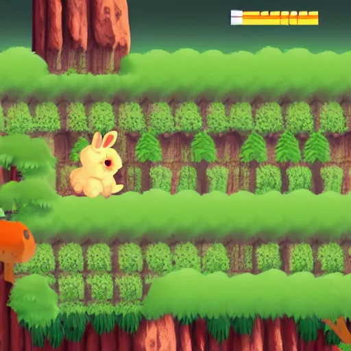 Image similar to screenshot of an indie game about rabbits
