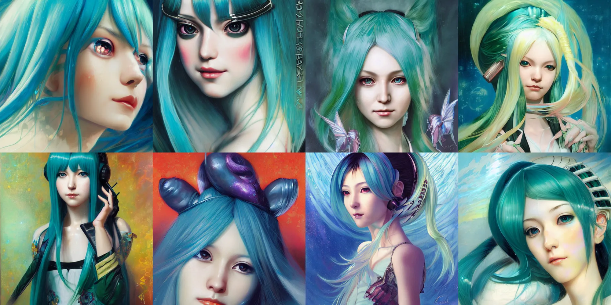 Prompt: a portrait of hatsune miku by karol bak and charlie bowater