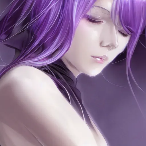 Prompt: full body Image of a gorgeous and beautiful grown up anime women as a evil witch with purple short smooth shiny hair , pale white skin , open robotic eyes , artstation , 4K , Highly detailed , high quality , dramatic lighting , drawn by Yusuke Murata , elegant, highly detailed, centered, digital painting, artstation, concept art, artgerm, donato giancola, Joseph Christian Leyendecker, WLOP, Boris Vallejo, Artgerm