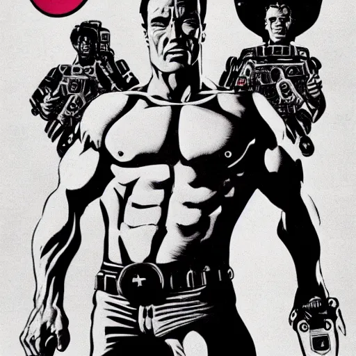 Prompt: psionic Arnold Schwarzenegger, Total Recall style