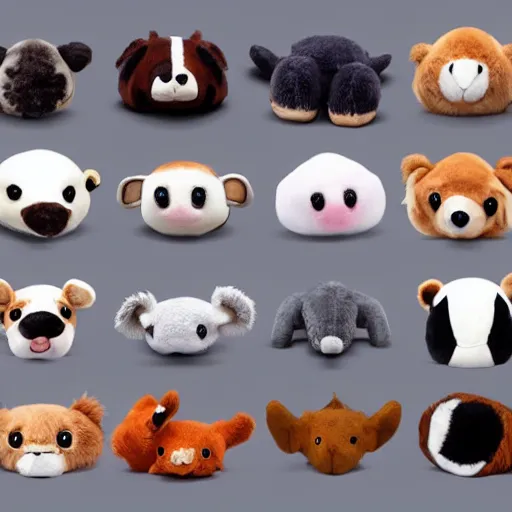 Prompt: A collection of stuffed animals, cute and adorable, hyperrealistic 4k