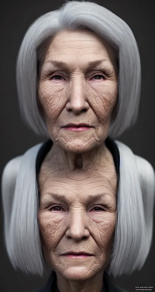 Prompt: portrait beautiful granny cyborg, trending artstaition, unreal engine