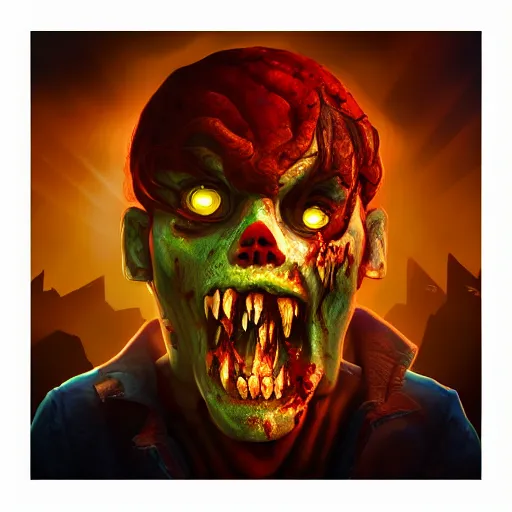 Image similar to angry zombie, epic legends game icon, stylized digital illustration, radiating a glowing aura, global illumination, ray tracing, hdr, fanart arstation by ian pesty and katarzyna bek - chmiel