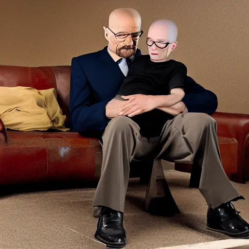 Prompt: walter white sitting on walter white's lap