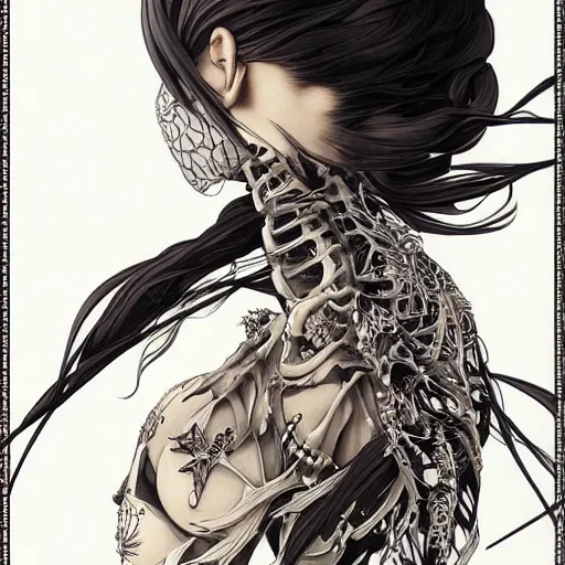 Image similar to anime manga skull portrait beautiful Marie Avgeropoulos skeleton, intricate, elegant, highly detailed, digital art, ffffound, art by JC Leyendecker and sachin teng