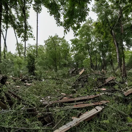 Image similar to photo of an overgrown Moscow in ruins