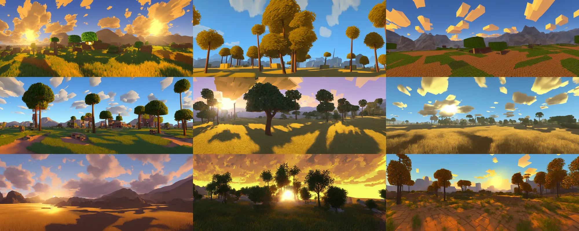 Prompt: a beautiful oil painting of a perfect golden hour weather in roblox