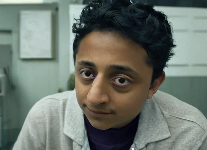 Prompt: First Official image from Cardboard, new drama film directed by Spike Jonze starring Tony Revolori as a Philadelphia b-boy in 1990 at dawn, shot on Kodak Vision 200T, stunning cinematography, light diffusion, film grain, 8k print.