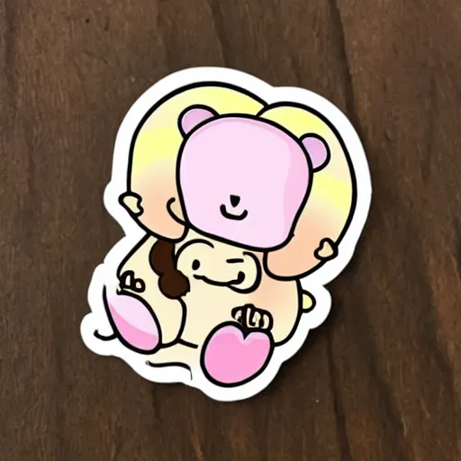 Prompt: a cute sticker of baba is you