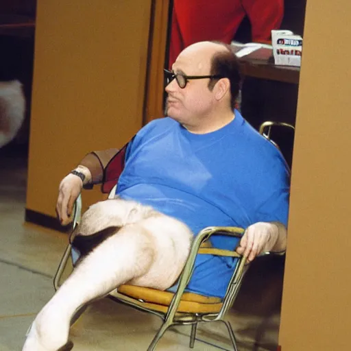 Image similar to George Costanza, trapped at the furry convention.