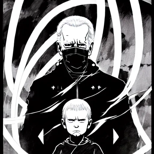 Image similar to Joe Biden looking sinister, by Tsutomu Nihei, highly detailed