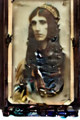 Prompt: daguerreotype of a priestess. cthulhu priestess woman.