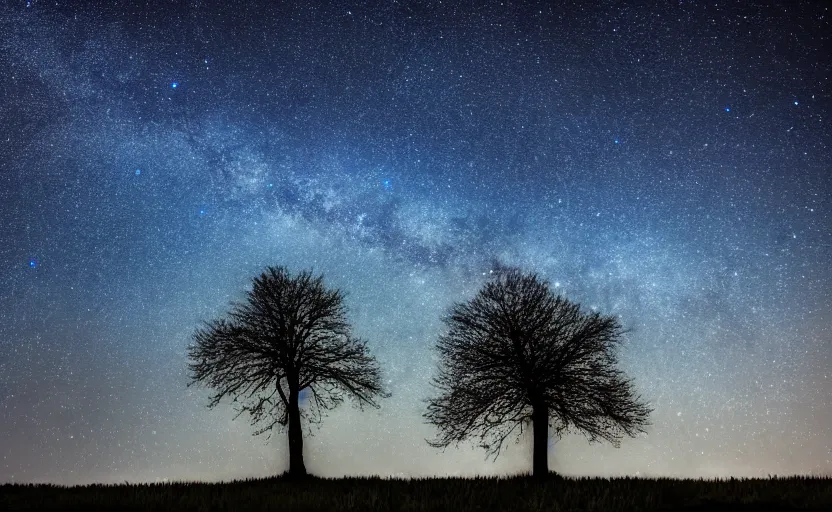 Image similar to night photography of a tree with starry sky