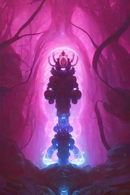 Image similar to Portrait of Galactus in neon forest, digital art from artstation by Andreas Rocha and Greg Rutkowski and Peter Mohrbacher