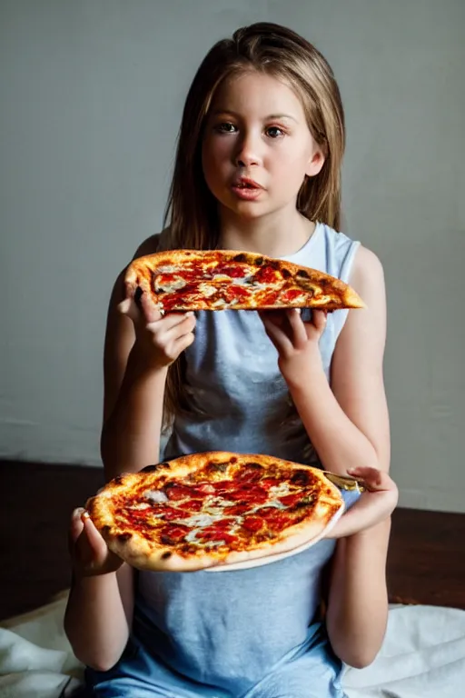 Image similar to historical photo of sofia lauren eating!!! a pizza! margherita, full body, portrait photo, diffuse light, acclaimed masterpiece