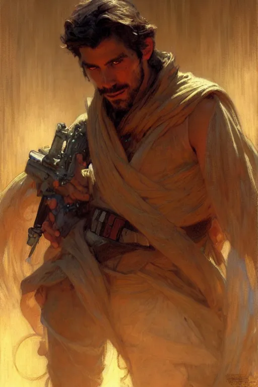 Image similar to attractive man, star wars, painting by gaston bussiere, craig mullins, greg rutkowski, alphonse mucha