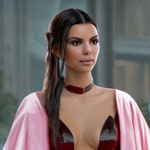 Image similar to victoria justice with kim kardashian body as princess padme in star wars episode 3, 8 k resolution, cinematic lighting, anatomically correct