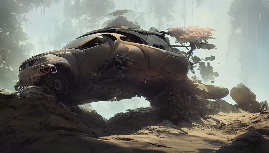 Image similar to a beautiful concept offroad suv by cory loftis, fenghua zhong, ryohei hase, ismail inceoglu and ruan jia. volumetric light, detailed, octane render, midsommar